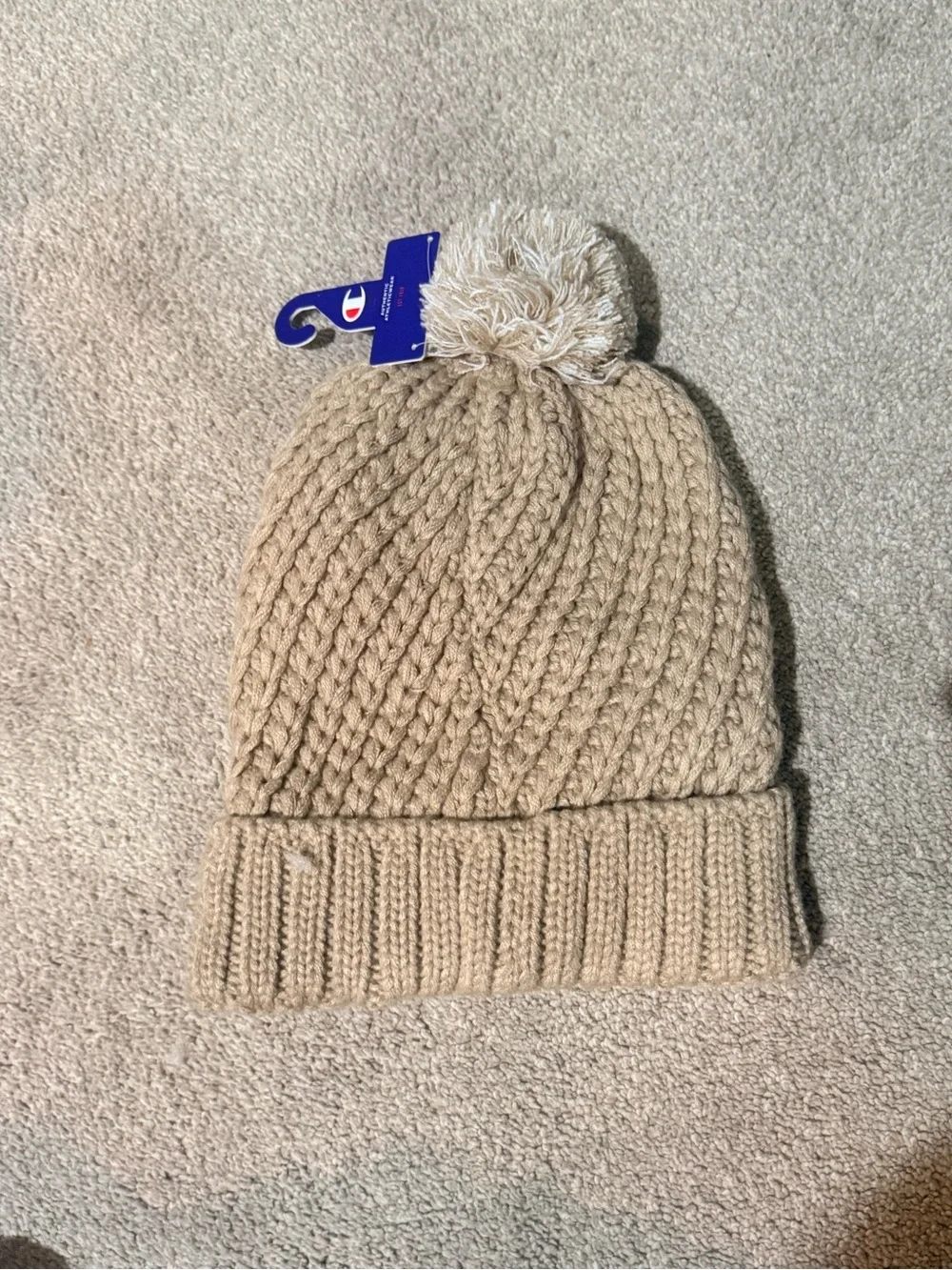 Champion Nude Knit Pom Pom Foldover Beanie OSFM
